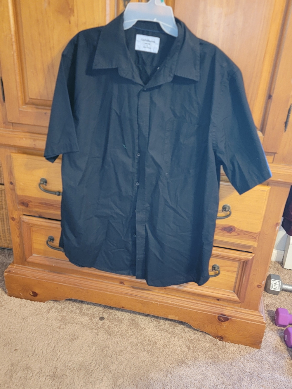 croft & barrow Black Short-Sleeve Button Down Shirt